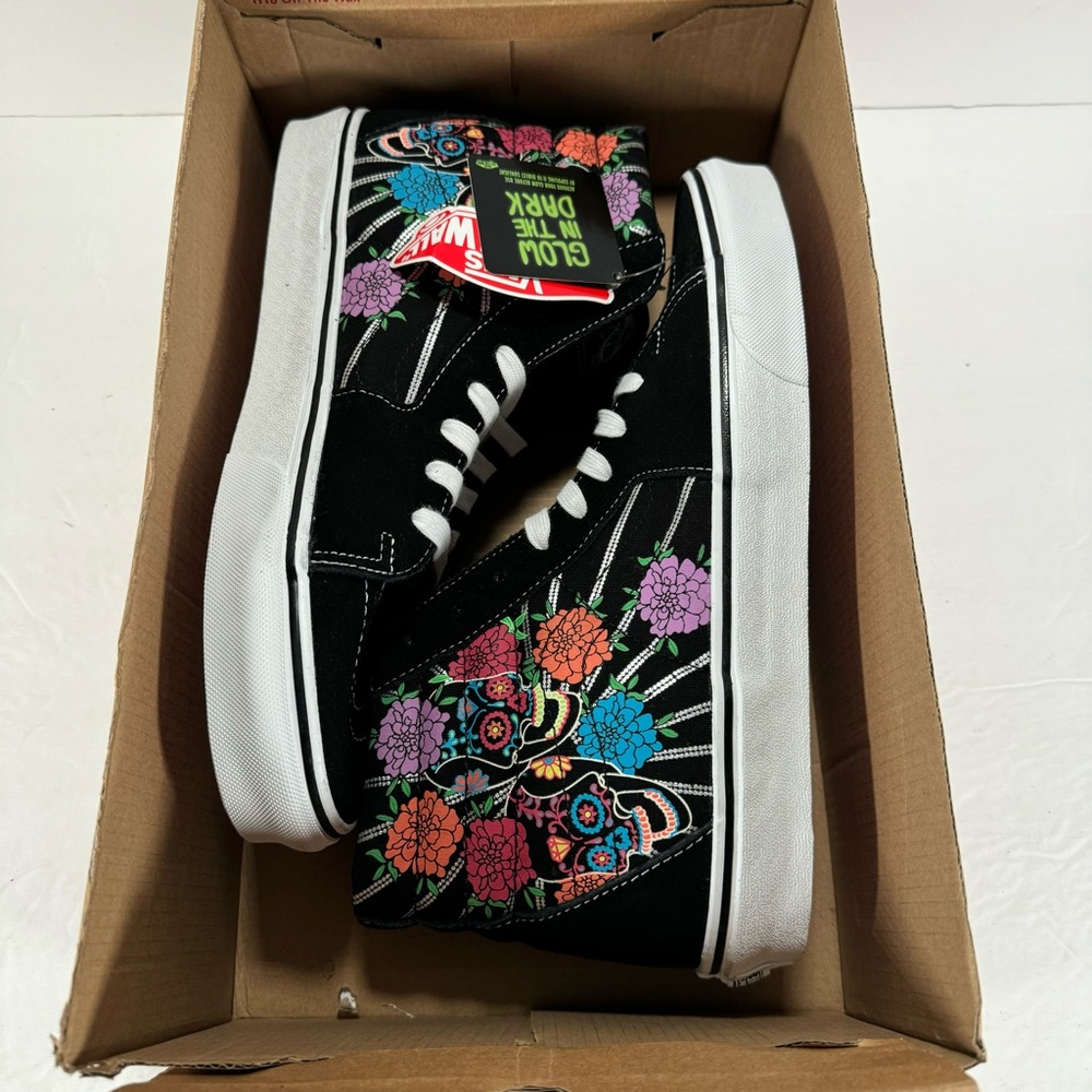 Vans Sk8-Hi Dia De Los Muertos Day Of The Dead Black Sneakers Men Size 10 - Picture 11 of 12